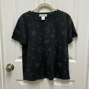 Cut & Paste Woman’s Black Celestial‎ Roll Short Sleeve T-shirt
